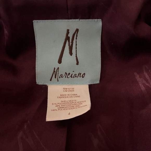 Marciano Women’s Black Jacquard Blazer Jacket Leather Trim Tapestry Size 4 - Picture 10 of 11